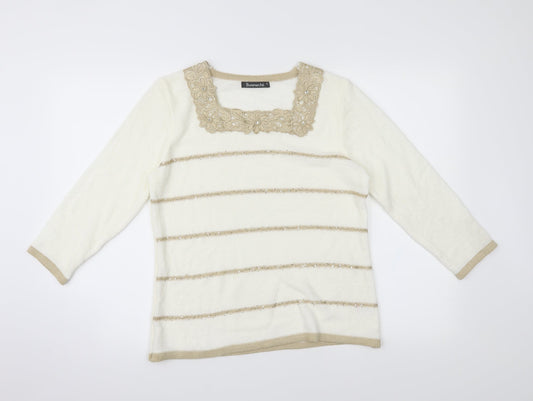 Womens UK Size S Bon Marché White Basic T-Shirt