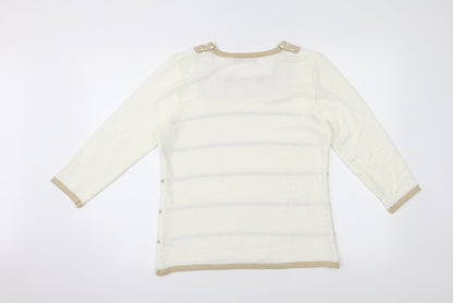 Womens UK Size S Bon Marché White Basic T-Shirt