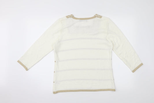 Womens UK Size S Bon Marché White Basic T-Shirt