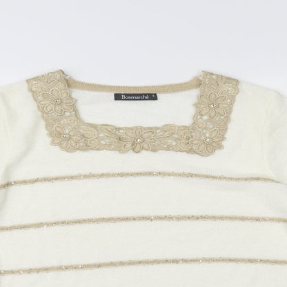 Womens UK Size S Bon Marché White Basic T-Shirt