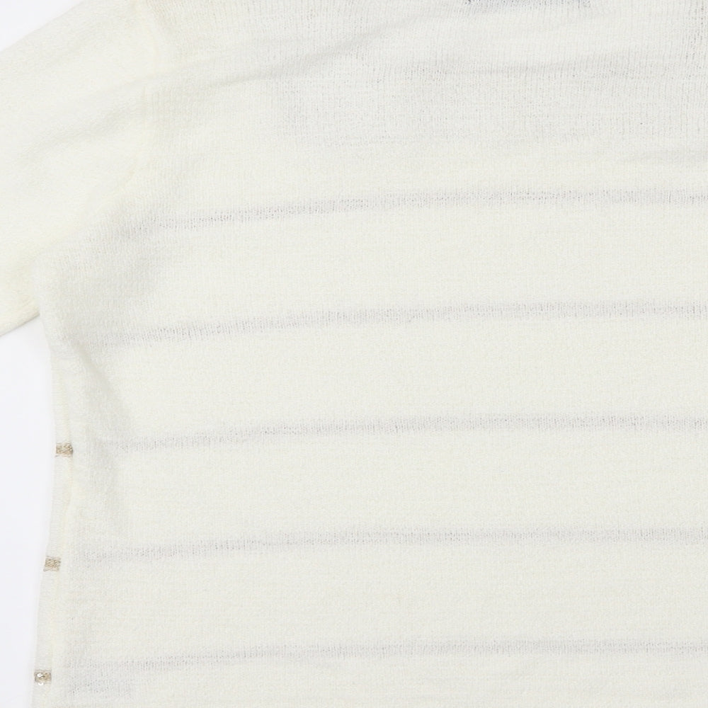 Womens UK Size S Bon Marché White Basic T-Shirt