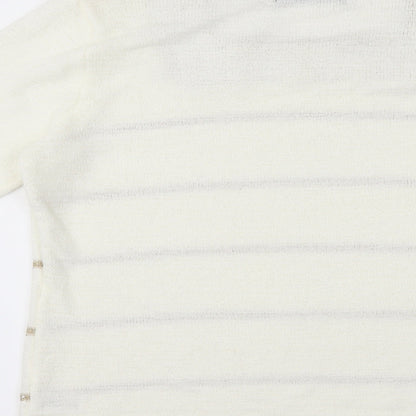 Womens UK Size S Bon Marché White Basic T-Shirt