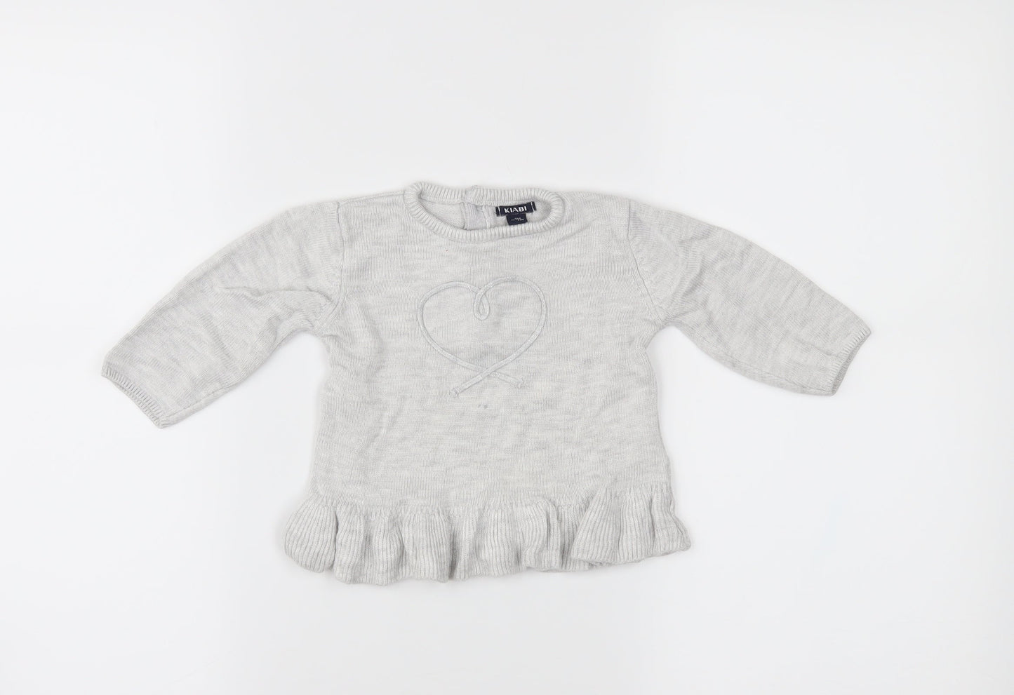 Kiabi Girls Grey   Pullover Jumper Size 6-9 Months
