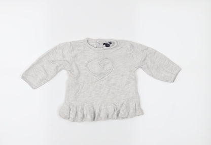 Kiabi Girls Grey   Pullover Jumper Size 6-9 Months