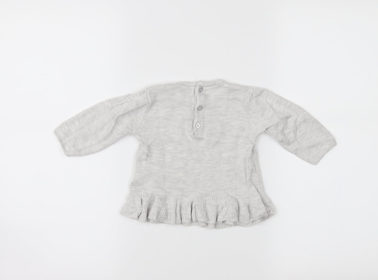 Kiabi Girls Grey   Pullover Jumper Size 6-9 Months