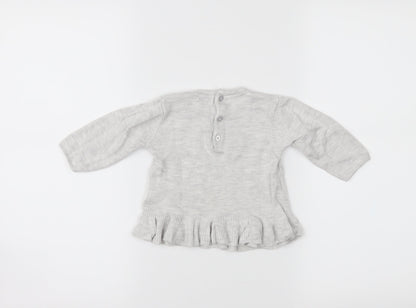 Kiabi Girls Grey   Pullover Jumper Size 6-9 Months