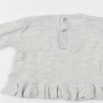 Kiabi Girls Grey   Pullover Jumper Size 6-9 Months