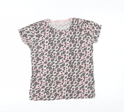 Young Dimension Girls Pink Animal Print  Basic T-Shirt Size 12-13 Years