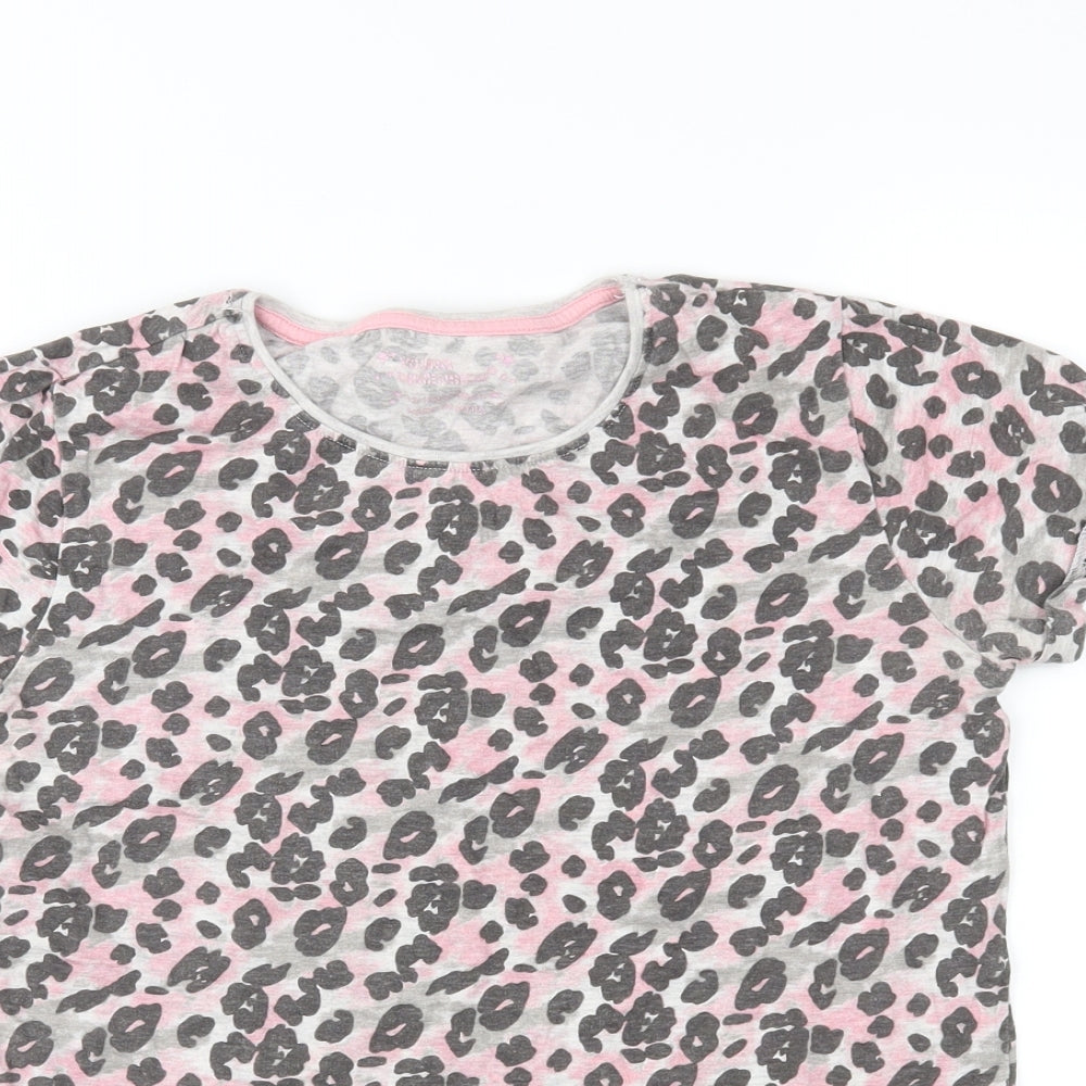 Young Dimension Girls Pink Animal Print  Basic T-Shirt Size 12-13 Years