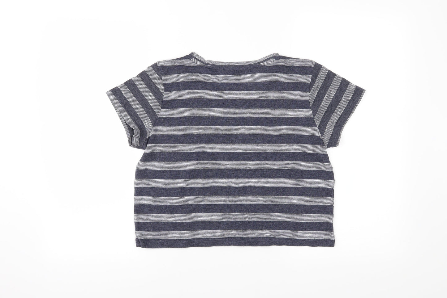 FOREVER 21 Womens Blue Striped  Cropped T-Shirt Size M