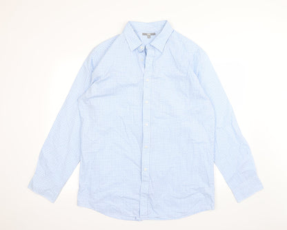 Mens UK Size XL Preworn Blue  Button-Up Long Sleeve Casual Shirt