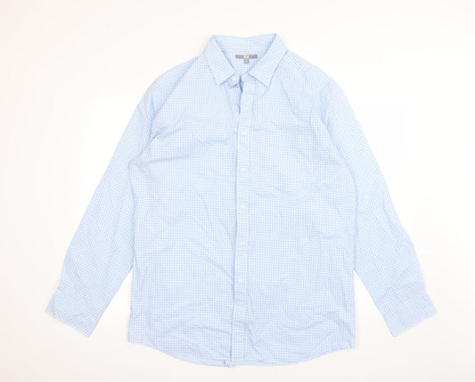 Mens UK Size XL Preworn Blue  Button-Up Long Sleeve Casual Shirt