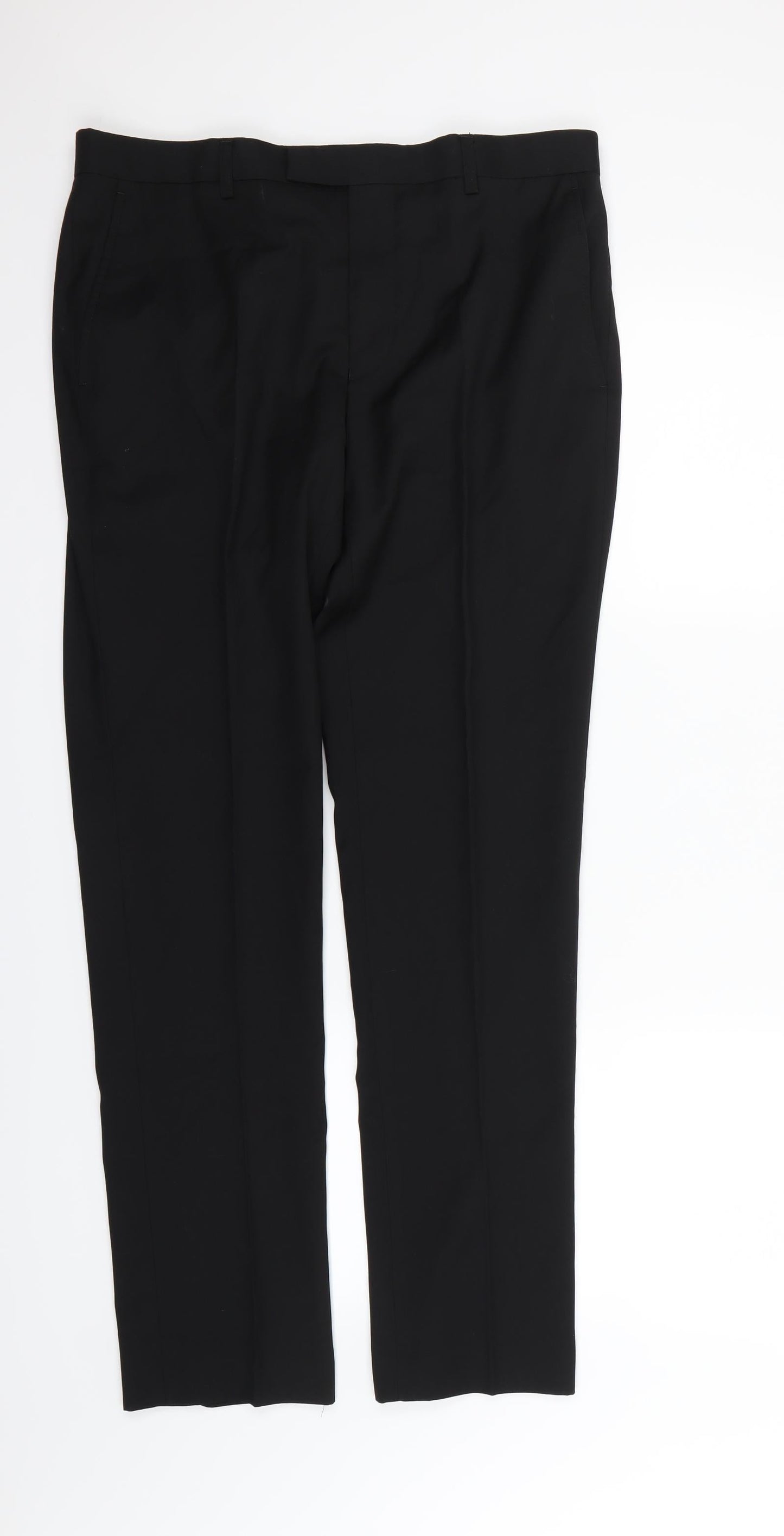 Womens UK Size 14 Preworn Regular Fit Dress Pants Black Trousers