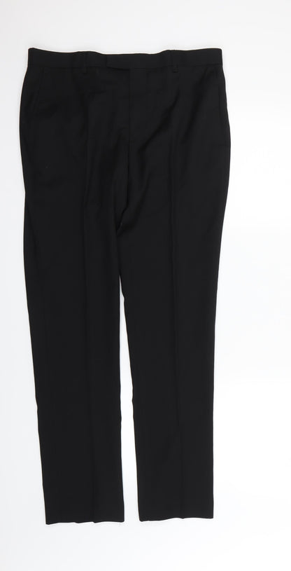 Womens UK Size 14 Preworn Regular Fit Dress Pants Black Trousers