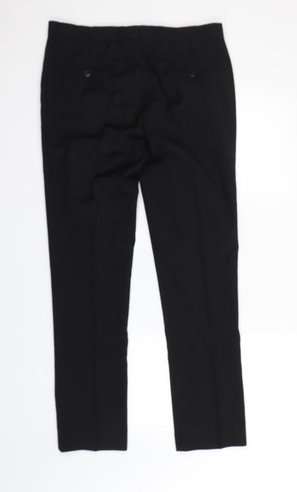 Womens UK Size 14 Preworn Regular Fit Dress Pants Black Trousers