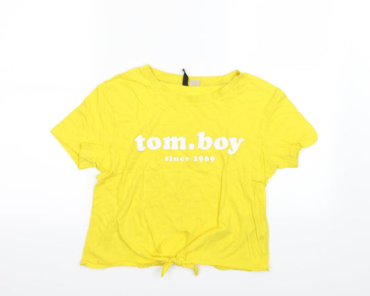 Divided Womens Yellow   Cropped T-Shirt Size S