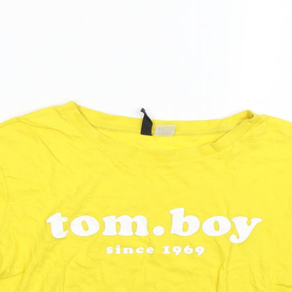 Divided Womens Yellow   Cropped T-Shirt Size S