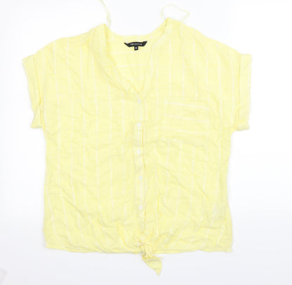 Womens UK Size 10 Peacocks Yellow Basic Button-Up