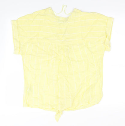 Womens UK Size 10 Peacocks Yellow Basic Button-Up