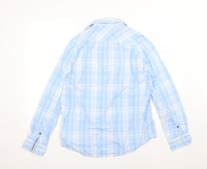 Tasso Ella Mens Blue Striped Woven  Button-Up Size M