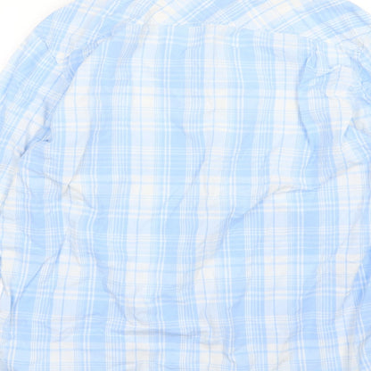 Tasso Ella Mens Blue Striped Woven  Button-Up Size M