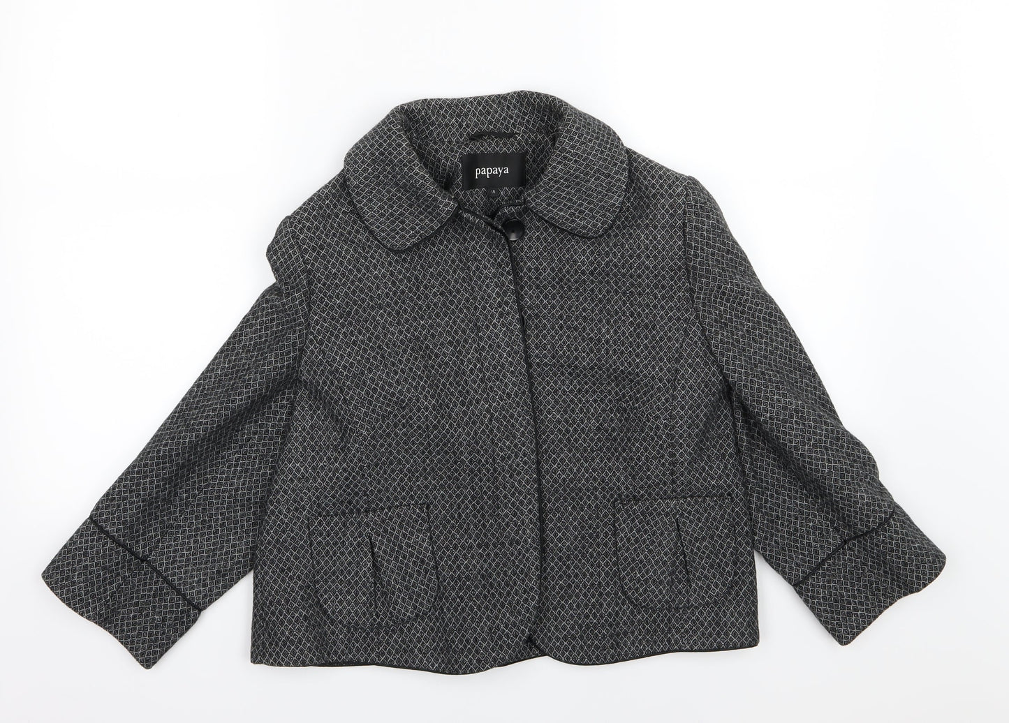 Papaya Womens Grey Argyle/Diamond  Jacket  Size 16