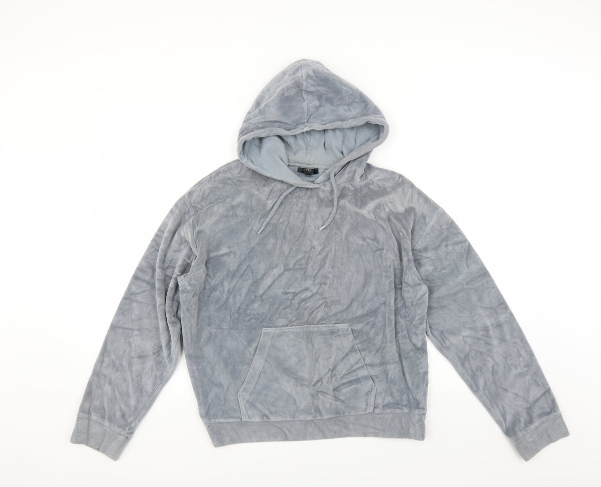 Additional front view of Topshop women’s grey pullover hoodie, size UK 8