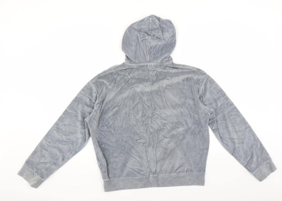 Back view of Topshop women’s grey pullover hoodie, size UK 8