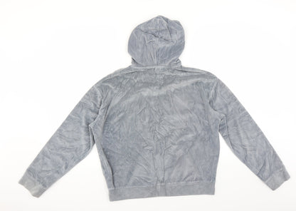 Back view of Topshop women’s grey pullover hoodie, size UK 8
