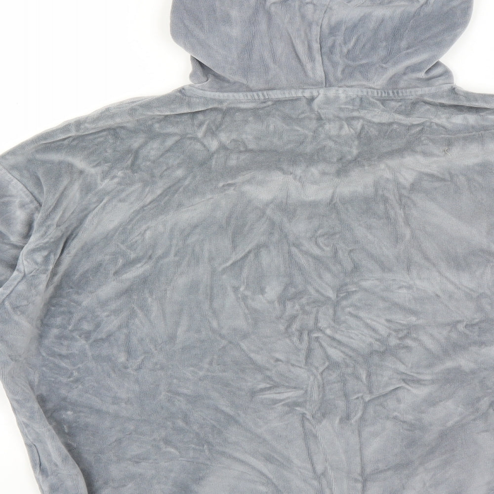Brand and care label for Topshop women’s grey pullover hoodie, size UK 8
