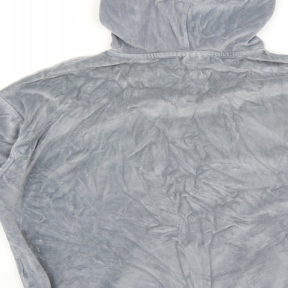 Brand and care label for Topshop women’s grey pullover hoodie, size UK 8