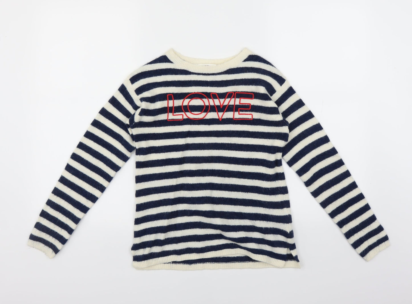 H&M Girls Blue Striped  Pullover Jumper Size 10-11 Years  - LOVE