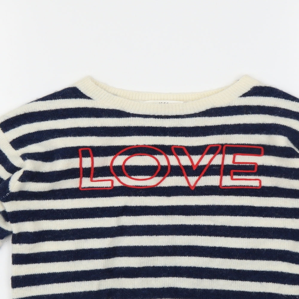 H&M Girls Blue Striped  Pullover Jumper Size 10-11 Years  - LOVE