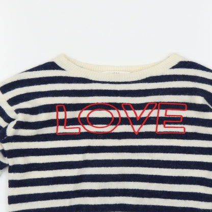 H&M Girls Blue Striped  Pullover Jumper Size 10-11 Years  - LOVE