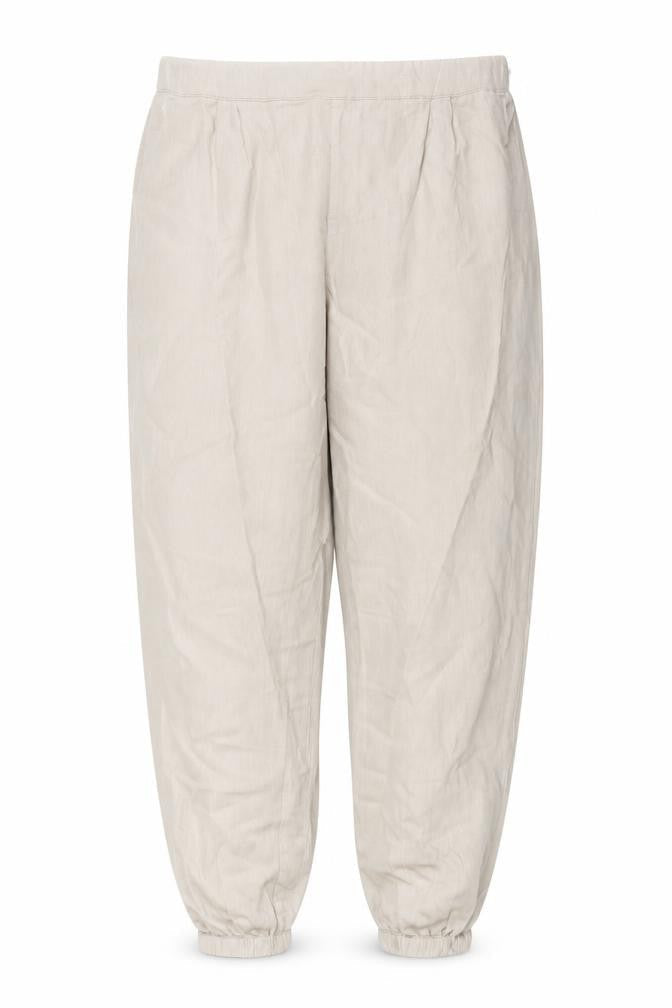Front view of KOAN women’s beige trousers, size UK 16, 28-inch leg