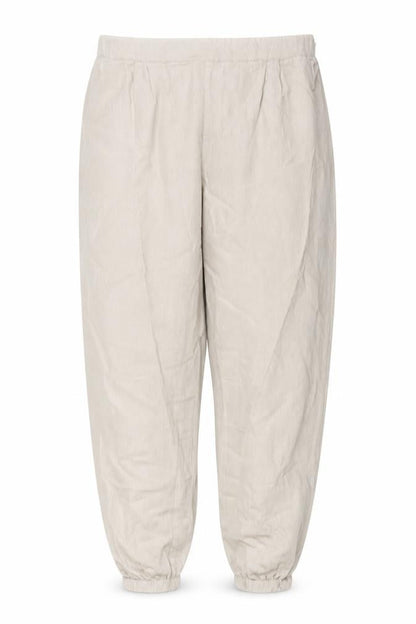 Front view of KOAN women’s beige trousers, size UK 16, 28-inch leg