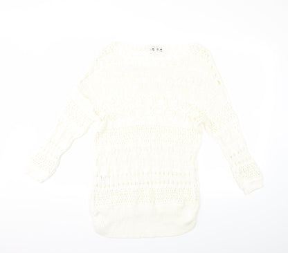 NEXT Womens White  Knit Pullover Jumper Size S
