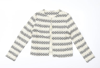 TU Womens White Striped  Jacket Coat Size 16