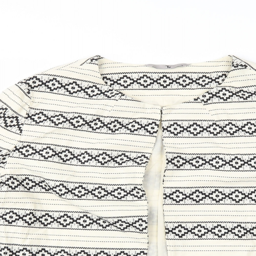 TU Womens White Striped  Jacket Coat Size 16