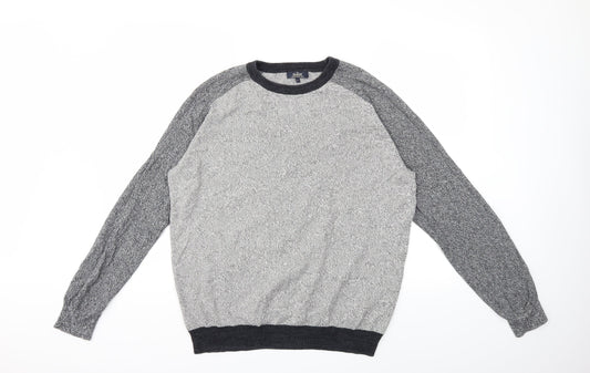 Easy Mens Grey  Knit Pullover Jumper Size L