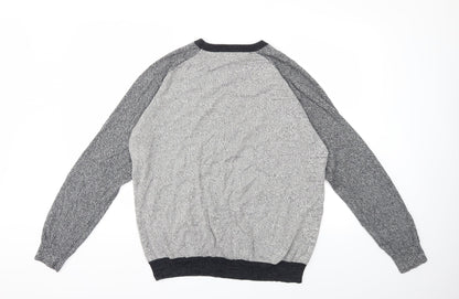 Easy Mens Grey  Knit Pullover Jumper Size L