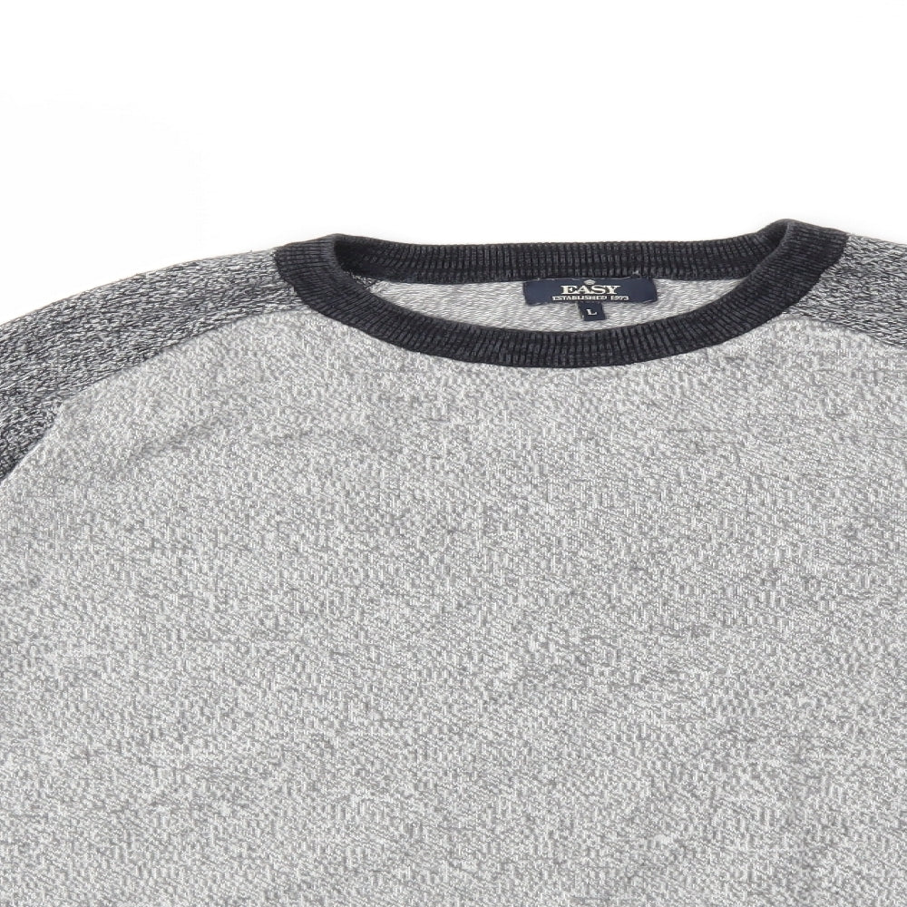 Easy Mens Grey  Knit Pullover Jumper Size L