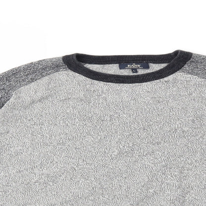 Easy Mens Grey  Knit Pullover Jumper Size L