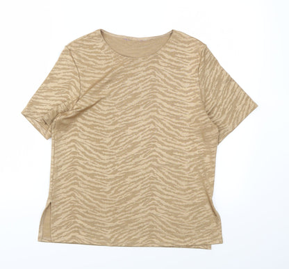 Womens UK Size 10 Preworn Gold Basic T-Shirt
