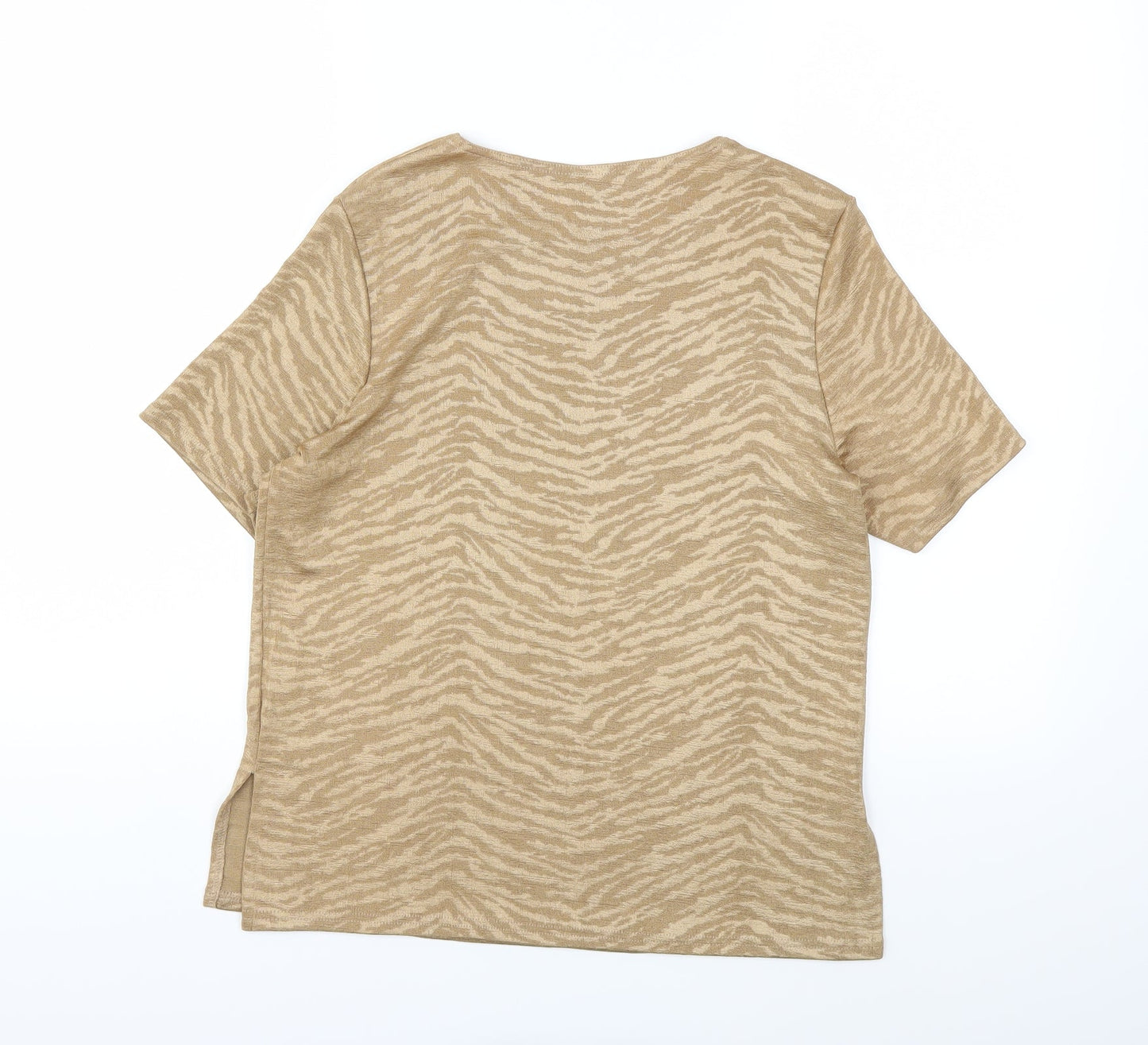 Womens UK Size 10 Preworn Gold Basic T-Shirt