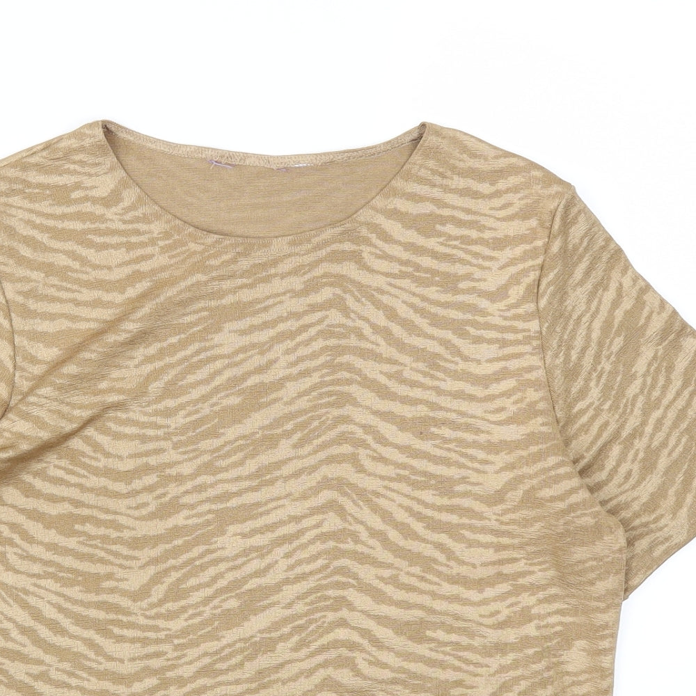 Womens UK Size 10 Preworn Gold Basic T-Shirt