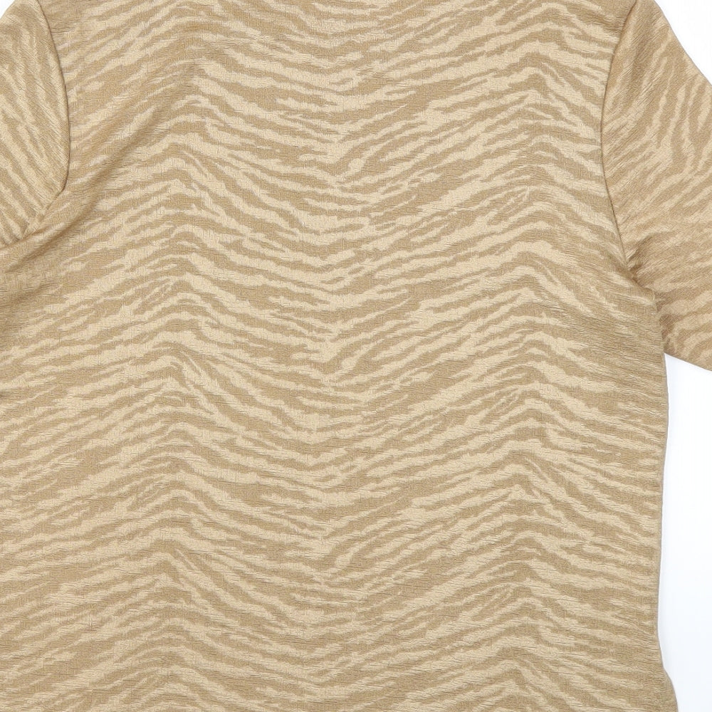 Womens UK Size 10 Preworn Gold Basic T-Shirt