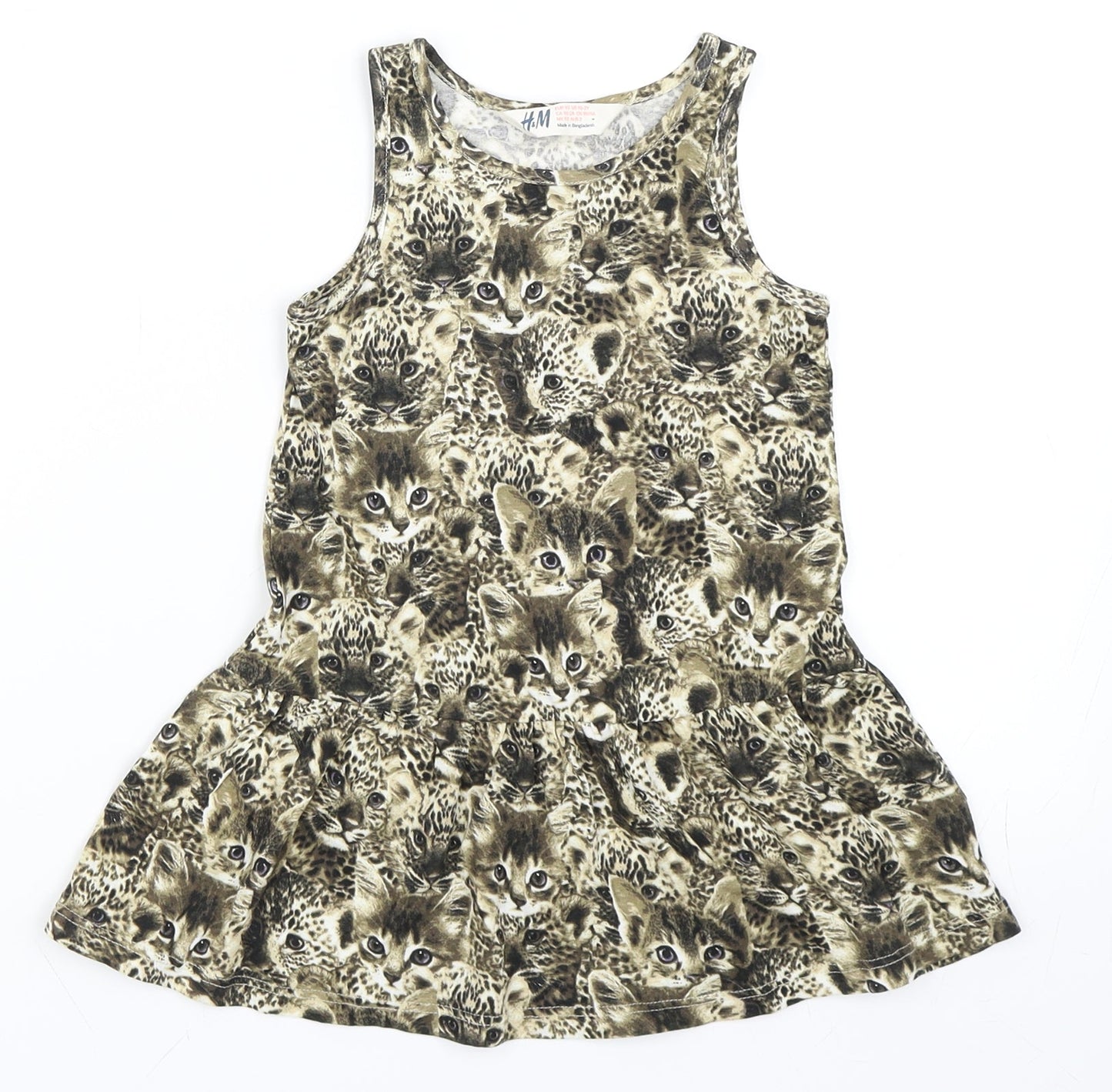 H&M Girls Beige   Shift  Size 18-24 Months  - Cat Dress