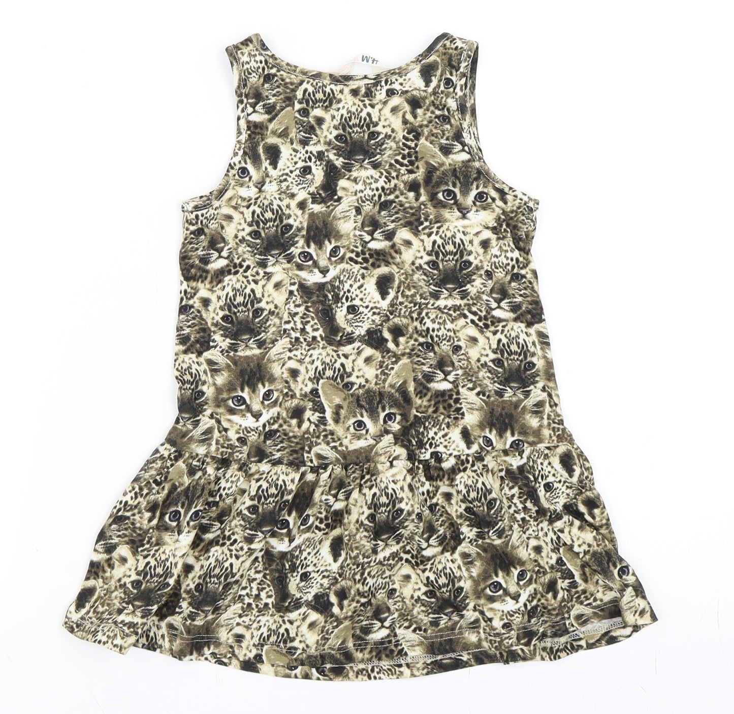 H&M Girls Beige   Shift  Size 18-24 Months  - Cat Dress