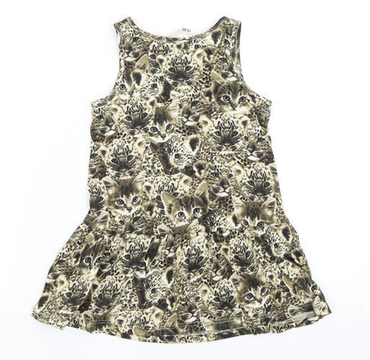 H&M Girls Beige   Shift  Size 18-24 Months  - Cat Dress